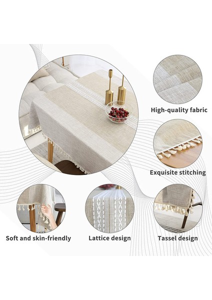 Dikdörtgen Pamuklu Masa Örtüsü 140X180CM (Haki) (Yurt Dışından) modelleri