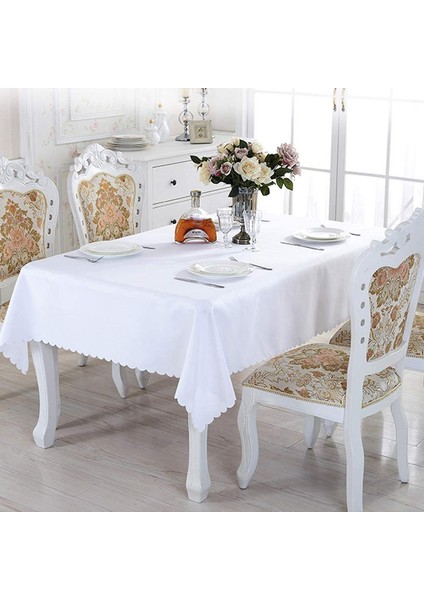 150 x 210 cm Düz Beyaz Dikdörtgen Masa Örtüsü (Yurt Dışından)