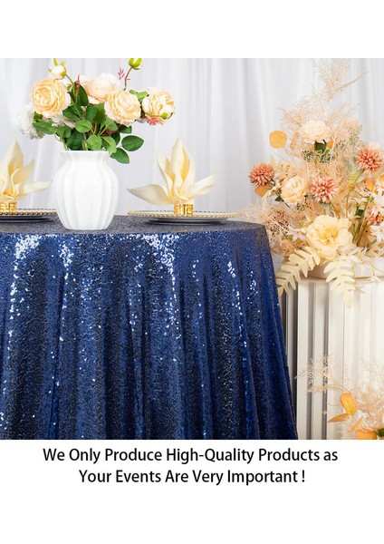 Masa Örtüsü 127CM Yuvarlak Lacivert Küçük Payet (Yurt Dışından) fiyatları