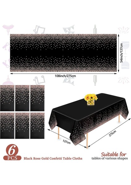 6x 137*274CM Tek Kullanımlık Masa Örtüleri (Siyah Pudra A) (Yurt Dışından) fiyatları