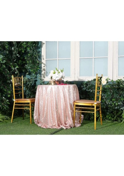 120CM Sanat Payetli Yuvarlak Masa Örtüsü (Pembe Altın) (Yurt Dışından) indirimleri