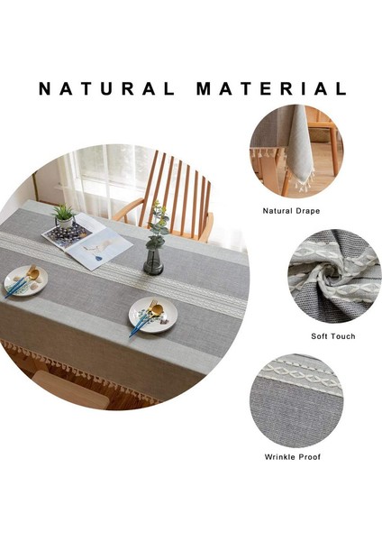 Dikdörtgen Masa Örtüsü 140X140CM Çift Çizgili Gri (Yurt Dışından) modelleri