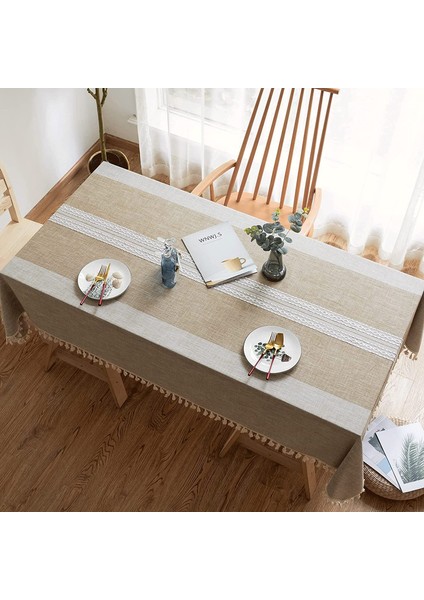 Keten Masa Örtüsü 100X160 cm (Kahverengi) (Yurt Dışından) fiyatları