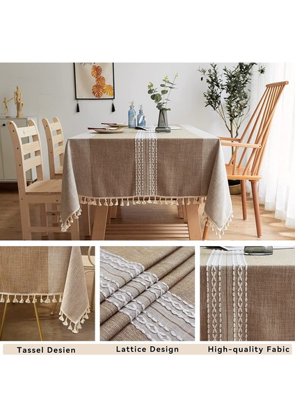 Keten Masa Örtüsü 100X160 cm (Kahverengi) (Yurt Dışından) modelleri