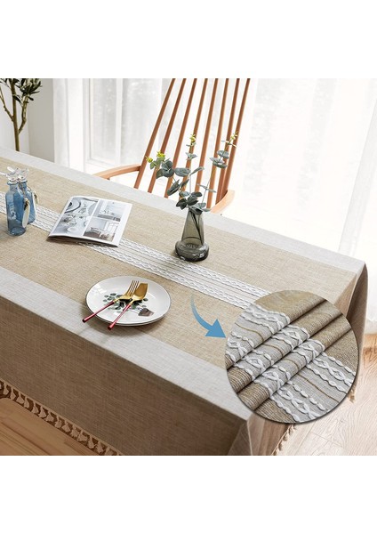 Keten Masa Örtüsü 100X160 cm (Kahverengi) (Yurt Dışından) indirimleri