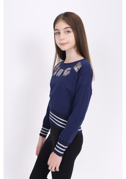 Kız Çocuk Sweatshirt Black Varak Baskılı modelleri