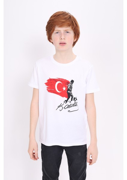 Toontoy Unisex Çocuk Atatürk Baskılı Tişört