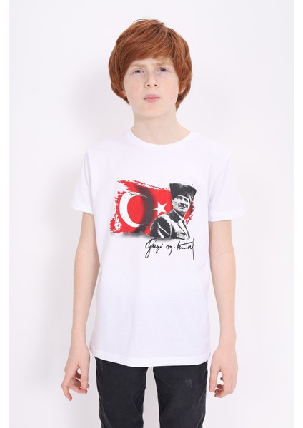 Toontoy Unisex Çocuk Atatürk Baskılı Tişört