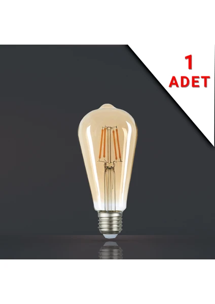 LED Filamanlı E27 Rustik Ampul 6 Watt 2500K Gün Işığı ST64