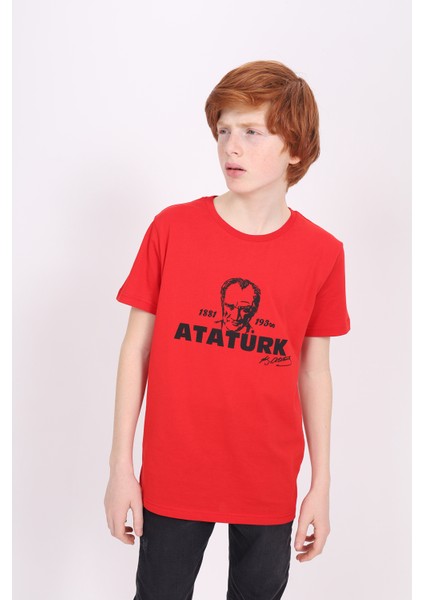 Toontoy Unisex Çocuk Atatürk Baskılı Tişört