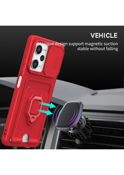 Xiaomi Redmi Note 12 Pro 5g Uyumlu Kılıf Kamera Lens Korumalı Kızak Sürgülü Lens Yüzüklü Kartvizitli Zuma Ip Askılı Silikon