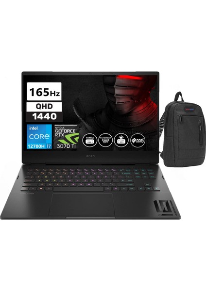 Hp Omen 16-K0008NT Intel Core I7 12700H 32GB Ddr5 2tb SSD 8gb Geforce RTX3070Tİ 16.1 Inç Qhd 165 Hz WINDOWS11HOME Taşınabilir Bilgisayar OM7H8Z5EAW15+ZETTAÇANTA