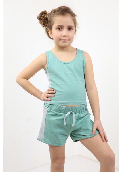 Toontoy Kız Çocuk Nakışlı Şortlu Takım