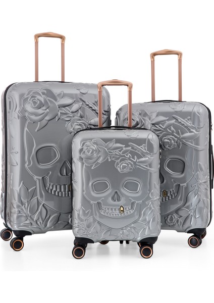 Gümüş Ççs 5217 Kuru Kafa Polikarbon 3 Lü Valiz Seti