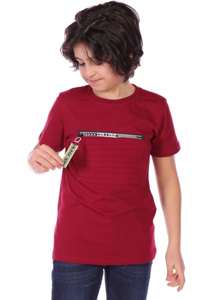 Toontoy Erkek Çocuk Önü Süs Fermuarlı Kol Kısmı Arma Detaylı Tişört