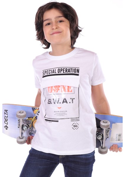 Toontoy Erkek Çocuk Süs Cepli Special Operation Baskılı Tişört