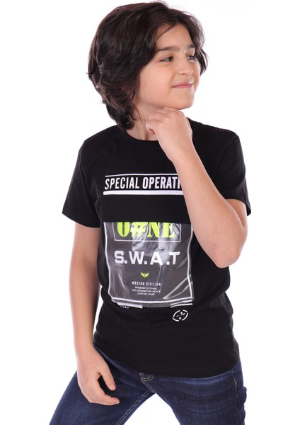Toontoy Erkek Çocuk Süs Cepli Special Operation Baskılı Tişört