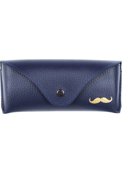 Klasik Lacivert Orta Deri Gözlük Kabı