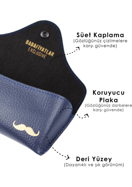 Klasik Lacivert Orta Deri Gözlük Kabı modelleri