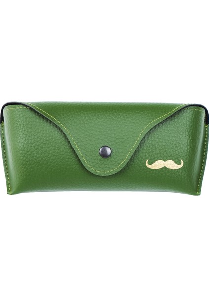 Klasik Yeşil Büyük Deri Gözlük Kabı