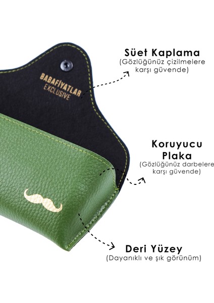 Klasik Yeşil Büyük Deri Gözlük Kabı modelleri