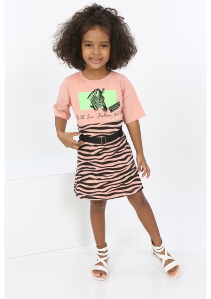 Toontoy Kız Çocuk Zebra Baskılı Elbise