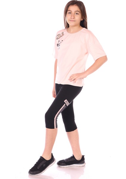 Toontoy Kız Çocuk Smile Keep Baskılı Kaprili Takım