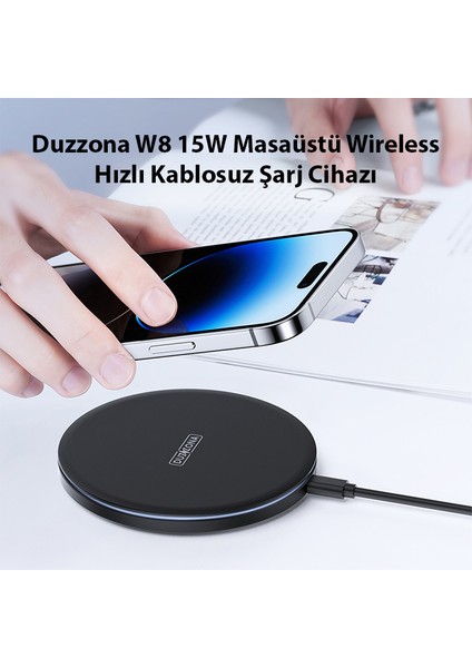 Ason Plus Duzzona W8 15W Masaüstü Wireless Hızlı Kablosuz Şarj Cihazı