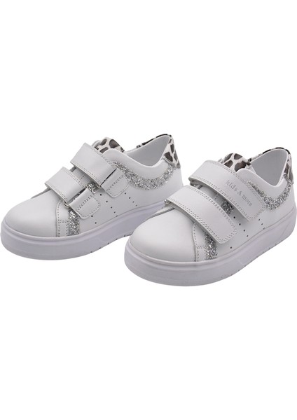 Jamilia Çift Cırtlı Deri Kız Çocuk Ayakkabı Beyaz modelleri