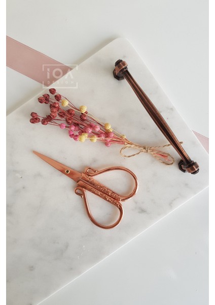 Söz / Nişan Makası Rose Gold Renk + Nişan Tepsisi Çiçeği, Süsü - Tomurcuk Kuru Çiçek