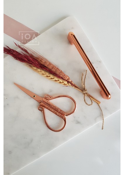 Söz / Nişan Makası Rose Gold Renk + Başak ve Pampas Demeti