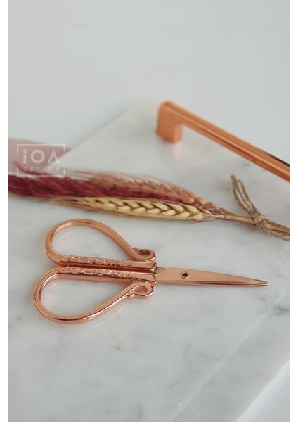 Söz / Nişan Makası Rose Gold Renk + Başak ve Pampas Demeti