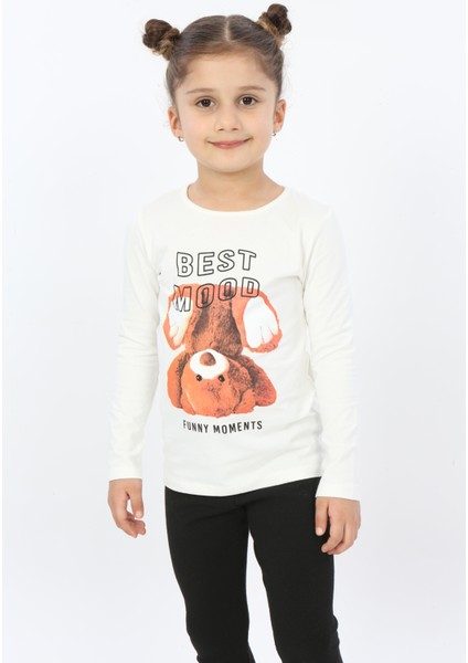 Toontoy Kız Çocuk Best Mood Ayıcık Baskılı Tişört modelleri