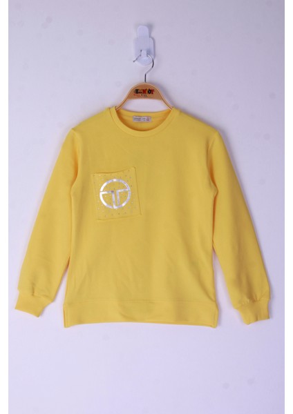 Kız Çocuk Cebi Arma Baskılı Sweatshirt