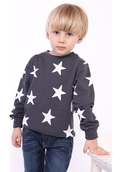 Erkek Çocuk Komple Yıldız Baskılı Sweatshirt