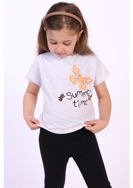 Toontoy Kız Çocuk Summer Time Baskılı Tişört