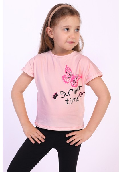 Toontoy Kız Çocuk Summer Time Baskılı Tişört
