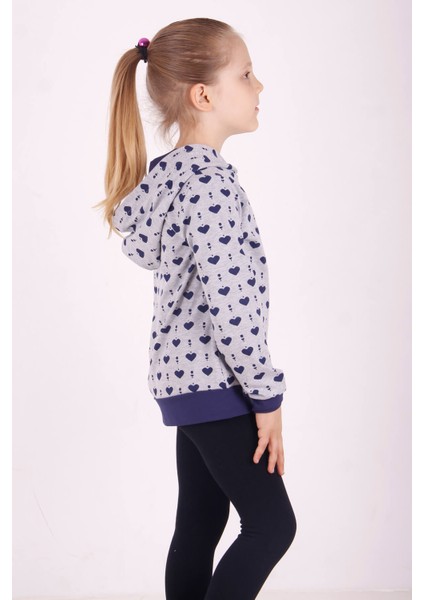 Kız Çocuk Komple Kalp Desenli Sweatshirt modelleri