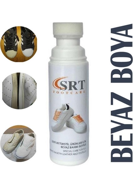 4lü Set Beyaz Deri ve Kumaş Ayakkabı Boyası 75ML Telli Ayakkabı Kalıbı 2çift K111-K103 120CM Bağ