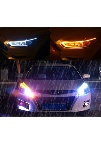 Volkswagen Golf 5 Far Üstü, Içi Kayar LED 60 cm Full Fonksiyon Beyaz/turuncu