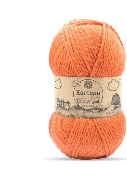 Melange Wool K1210 5 Adet Yünlü El Örgü Ipi Turuncu