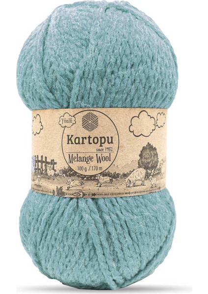 Melange Wool K5017 5 Adet Yünlü El Örgü Ipi Mint Yeşili