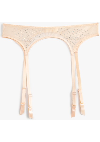 Bridal Jartiyer Parlak Taşlı Tül