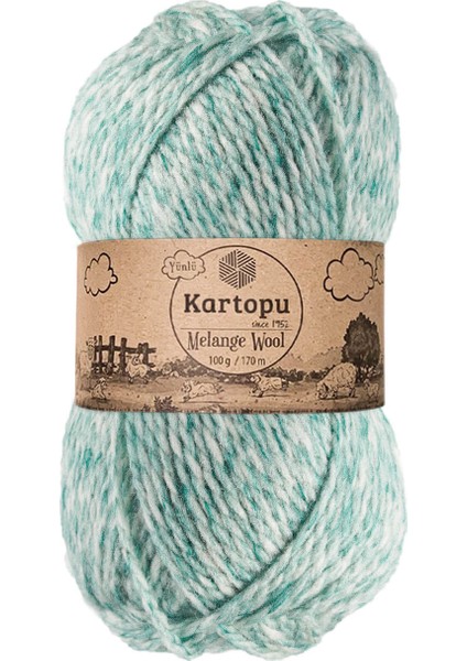 Melange Wool K9000 5 Adet Yünlü El Örgü Ipi Mint Melanj