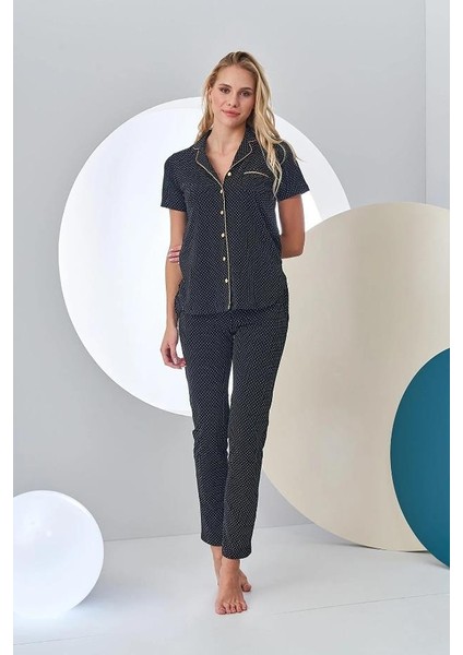 24213 Kadın Puantiyeli Düğmeli Pijama Takım fiyatları