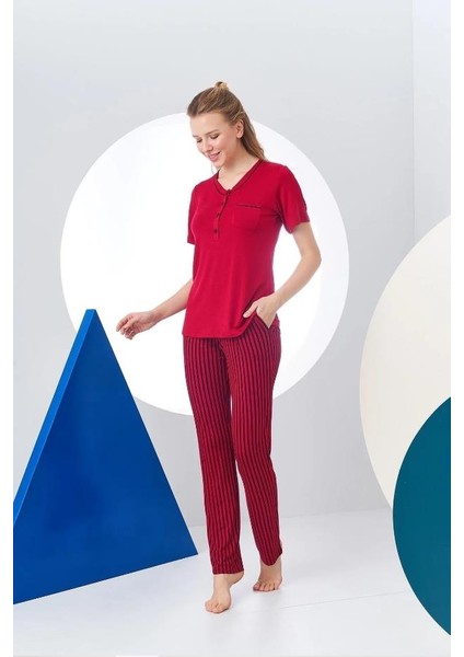 Pjs 24157 Kadın Çizgili Patlı Kısa Kol Pijama Takım fiyatları