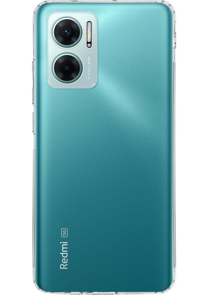 Xiaomi Redmi Note 11E ile Uyumlu Kapak Kamera Korumalı Tıpalı Şeffaf Silikon Kılıf