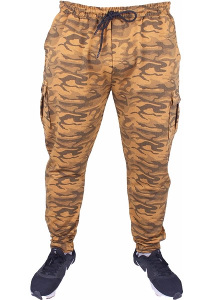 Mocgrande Büyük Beden Pastel Camouflage Likralı Erkek 2ip Eşofman Altı 23503 Hardal fiyatları