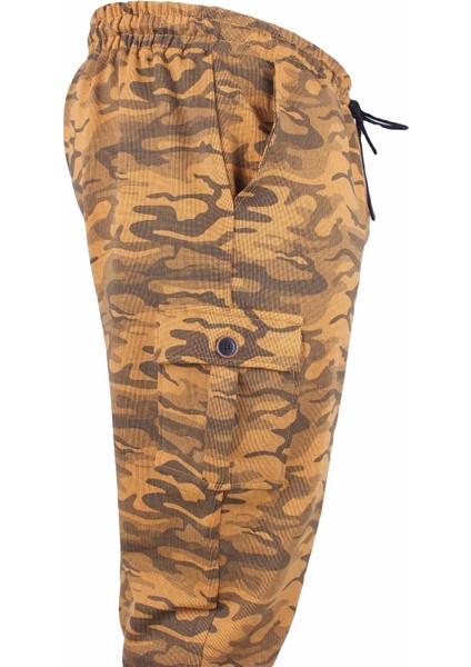 Mocgrande Büyük Beden Pastel Camouflage Likralı Erkek 2ip Eşofman Altı 23503 Hardal modelleri