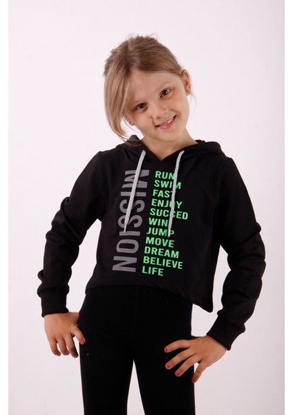 Kız Çocuk Yazı Baskılı Sweatshirt